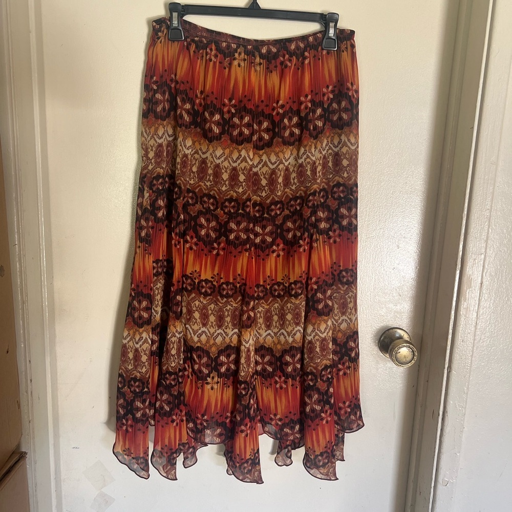 dressbarn Orange and Brown Floral High-Low Maxi Skirt - Picture 4 of 5